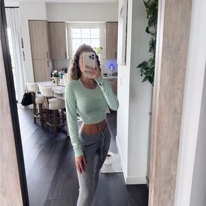 Gymshark Teal Drawstring Long Sleeve Top (Size Small)